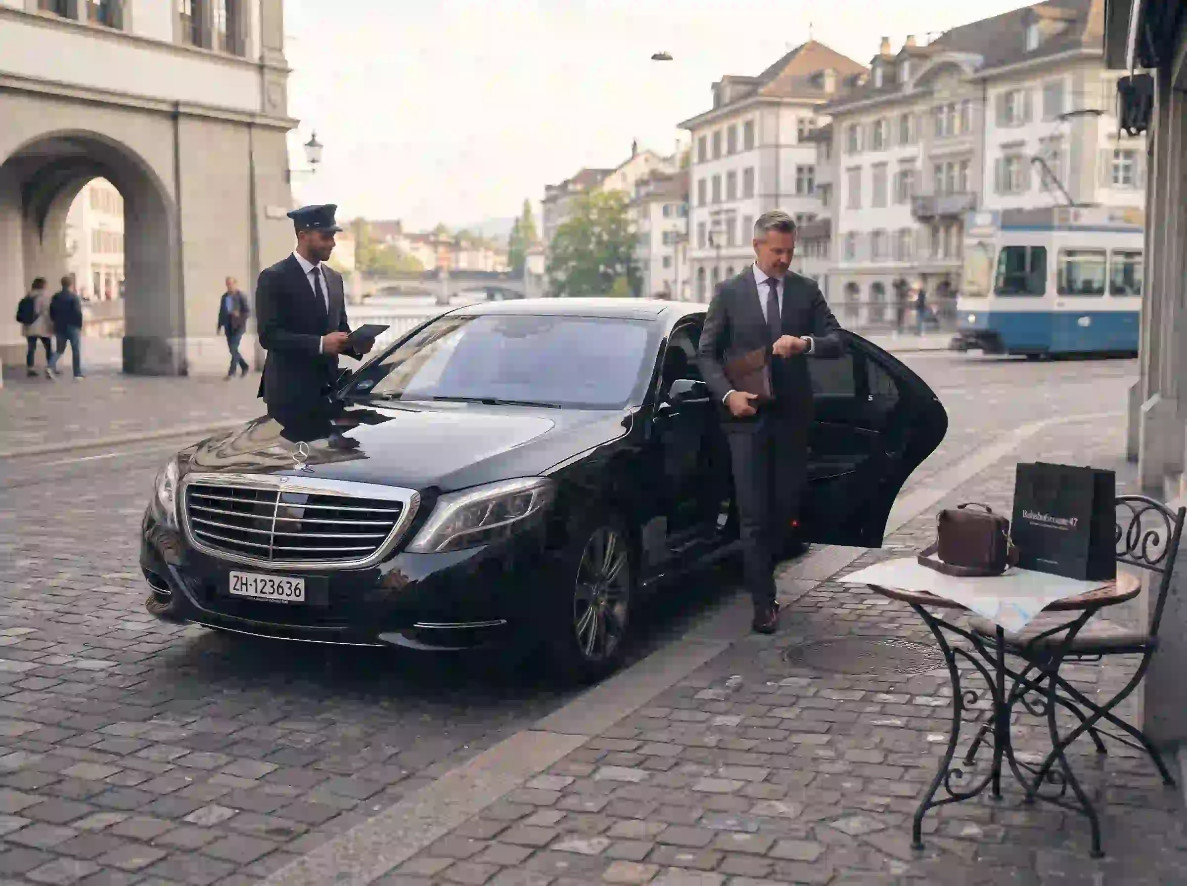 Hourly chauffeur hire Switzerland Mercedes limousine by the hour